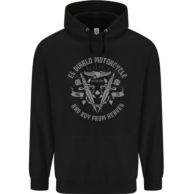 El Diablo Motorcycle Motorbike Biker Mens 80% Cotton Hoodie