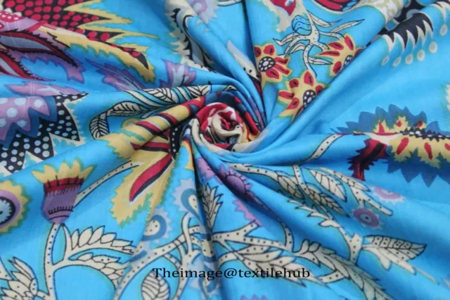 Neuf Coton Floral Main Bloc Imprimé Couture Indien Tissu Matière Artisanat 4.6m 2