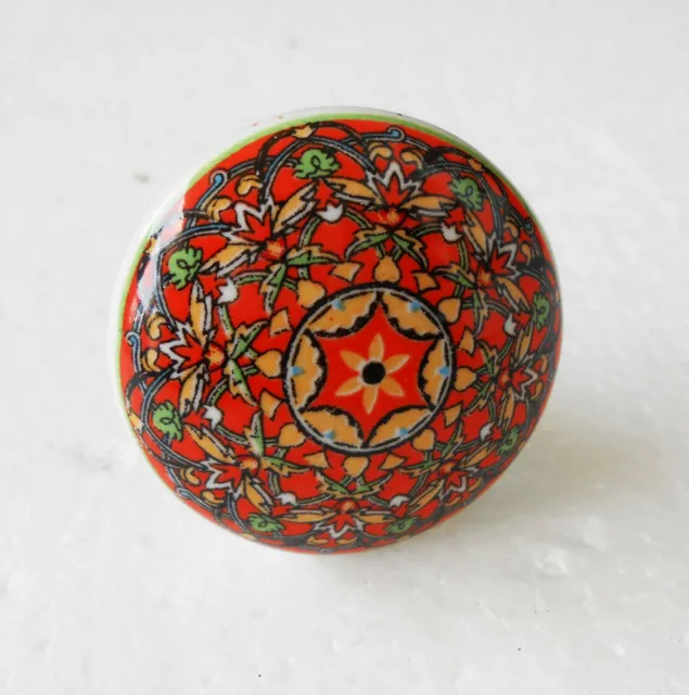 Hand Painted Ceramic Knobs Cabinet Drawer Pulls Indian Handmade Knobs