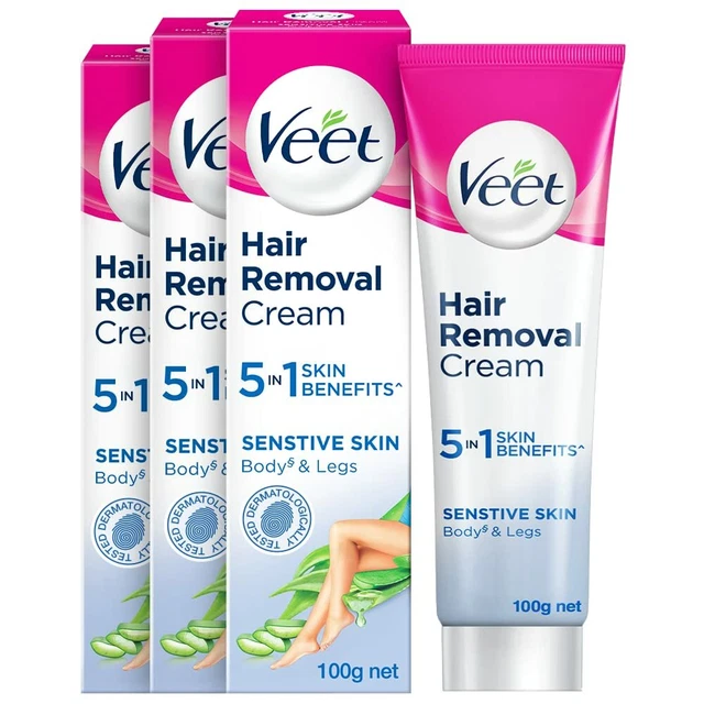 VEET Indolore Crème Dépilatoire Femme Sensitive Peau No Cheveux Ras 100gm Nombre
