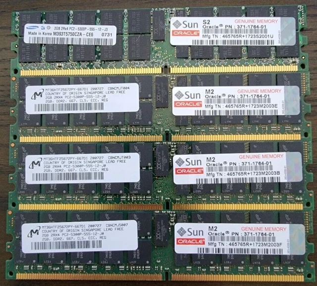 Sun 371-1764-01 8GB 4x2GB PC2-5300 DDR2 667Mhz 2Rx4 Reg ECC RAM Memory