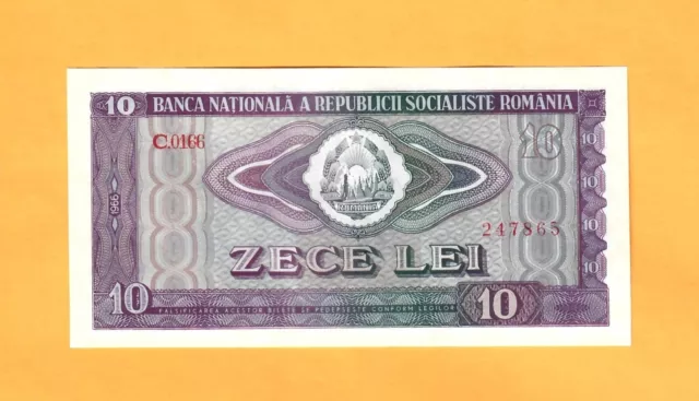 ROMANIA-10 LEI-1966-PICK 94a-SERIAL NUMBER 247865 , UNC .