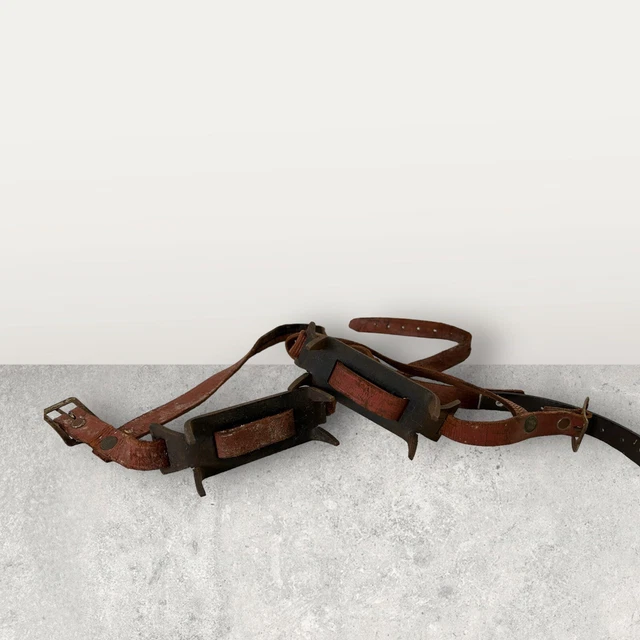 Vintage Pole Tree Climbing Cleats Spikes Spurs Leather Strap