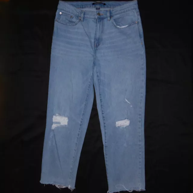 Calvin Klein Jeans High Rise Vintage Straight Distressed Womens Light Crop 28/30
