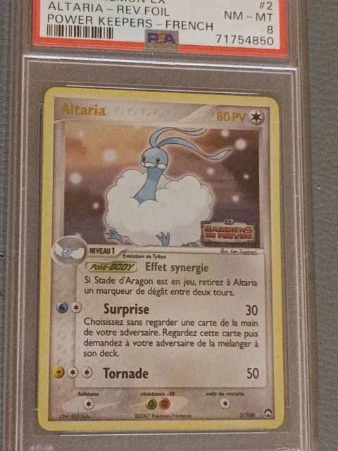 Carte Pokémon Altaria 2/108 Holo Reverse PSA 8 Bloc EX - FR 🔥