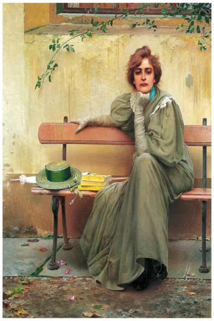 401807 Lady sitting down bench WALL PRINT POSTER US