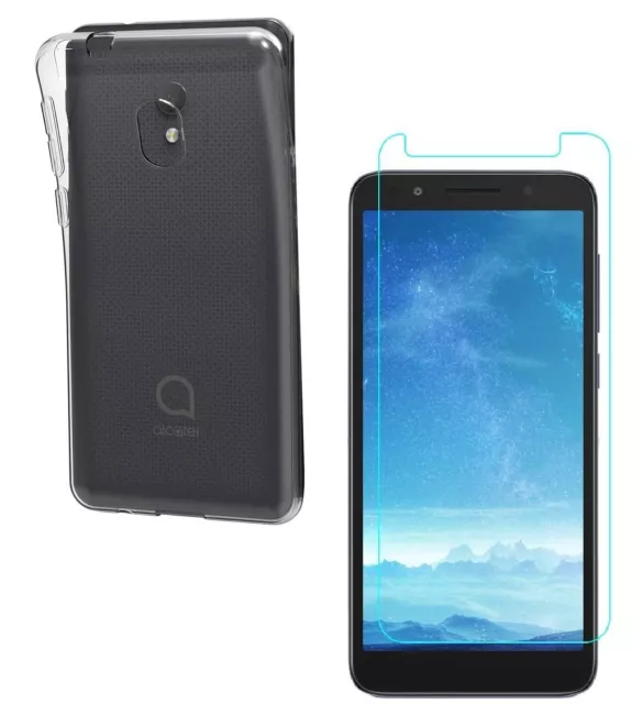 VERRE TREMPÉ + COQUE ANTICHOC TRANSPARENTE Pour ALCATEL 1C 2019 PROTECTION 1 C