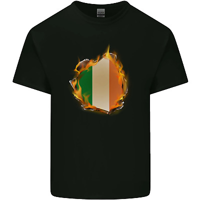 The Irish Tricolour Flag Fire Ireland Mens Cotton T-Shirt Tee Top