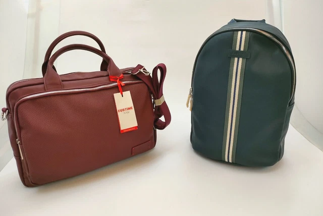 ZAINO BUSINESS FULLTIME Blu in ecopelle Fascia rigata laptop case