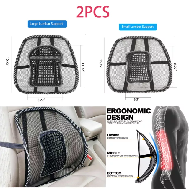 2Pack Lumbar Support Car Seat Back Cushion with Breathable Mesh for Office Chair