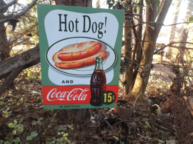 Coca Cola Hot Dog Bottle 15 Cent Coke Bottles Kitchen Advertising Tin Sign Ads