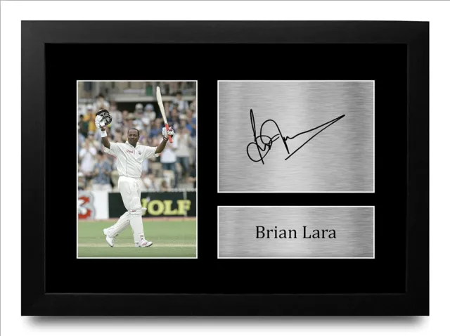Regali per appassionati di cricket e collezionisti Brian Lara autografo stampato firmato foto A4