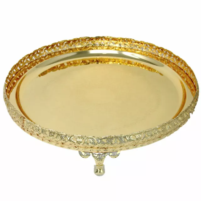 36cm Large Decorative Mirror Tray Candle Gold Silver Plated Round Serving Pandan