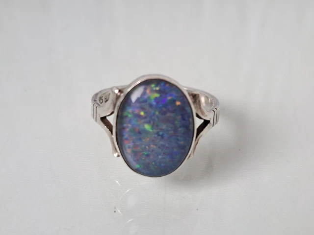 07K14 JOLIE STYLE ANCIENNE BAGUE EN ARGENT MASSIF TURQUOISE 925 TAILLE 55