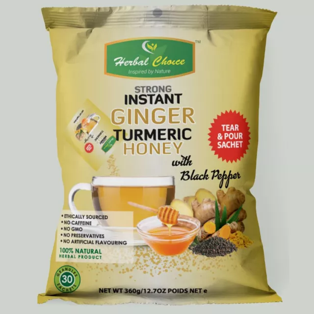 Strong Instant Ginger Turmeric with Black Pepper, with Honey Granules