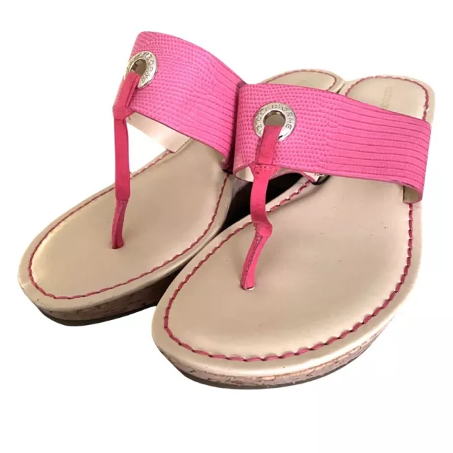 Liz Claiborne Lively Sandals 8 Faux Snakeskin Cork Wedge Pink
