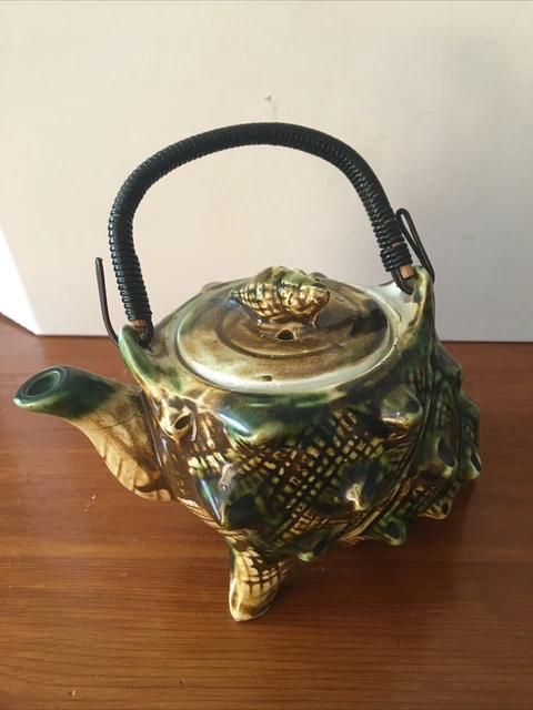 THÉIÈRE individuelle Barbotine coquillage Bigorneau céramique vintage