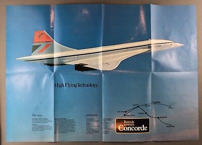 British Airways Concorde Poster Brochure Vintage 1977 Ba Crown Logo Singapore