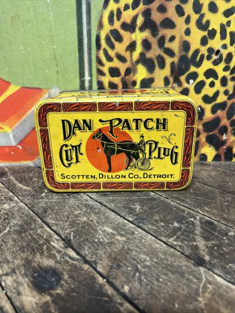 Vintage C. 1910 Dan Patch Cut Plug Tobacco Tin Can Sign Horse Detroit Chew Smoke