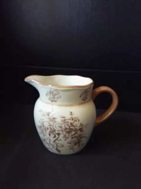 CLAIRE WILSON'S HEAVEN POTTERY Creamer 5.5" WHITE & BROWN Has Crazing