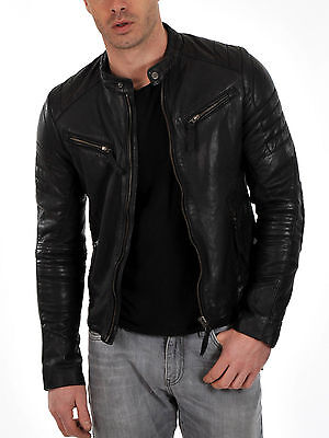 Trend Homme Véritable Cuir D'Agneau Veste Motard Souple Élégant Moto Jacket-kkJ23 