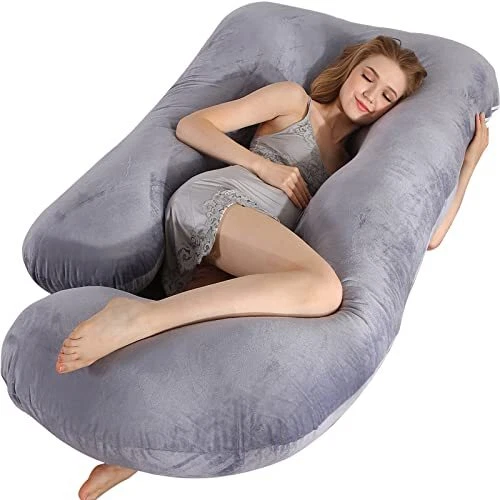 Pregnancy Pillows Full Body Maternity Pillow for Sleeping with Cooling Washab...