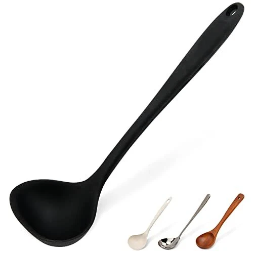 Silicone Ladles Soup Spoons, Non-stick Kitchen Soup Spoon, Heat Resistant Kit...