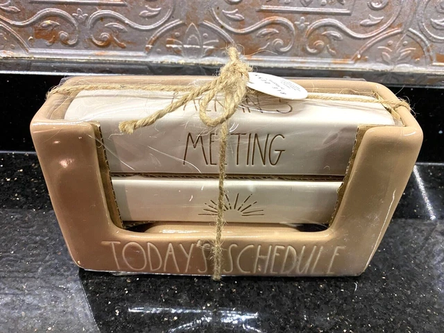 Nwt Nip Rae Dunn Todays Schedule Ceramic Desk Accessory 3 Pc Desk Set