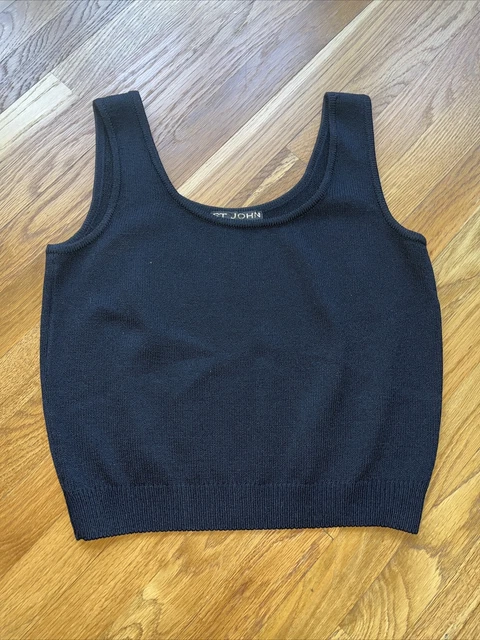 St John Basics Black Santana Knit Shell Top Medium Excellent Condition St John Basics Black Santana Knit Shell Top Medium Excellent Condition