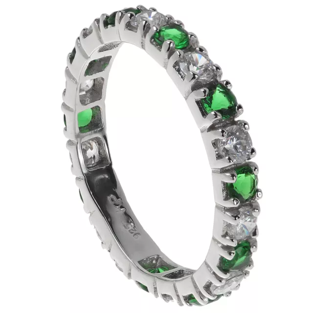 Damen Memory-Ring echt Silber 925 Sterling rhodiniet Zirkonia Brillantschliff