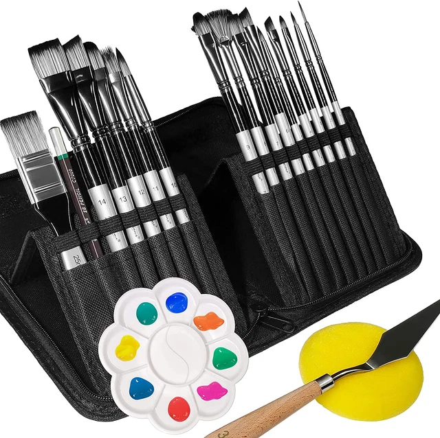20Pcs Pennelli Da Pittura per Dipingere Acrilico Acquerello Ad Olio accessori 11