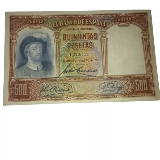 BILLETE BANCO DE ESPAÑA: 500 PESETAS 1931 Sin Serie ,Números Bajos