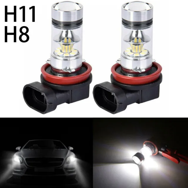 2X H11 H8 LED Bulbs 6000K 12V 100W White Super Bright Fog Light High Power