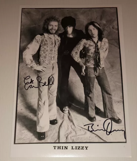 SIGNED BRIAN DOWNEY ERIC BELL 12x8 PHOTO THIN LIZZY RARE PHIL LYNOTT AUTHENTIC