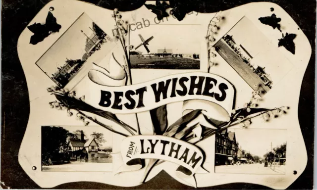 Postcard Lytham St Annes nr Blackpool Lancashire multiview posted 1908 RP Watts