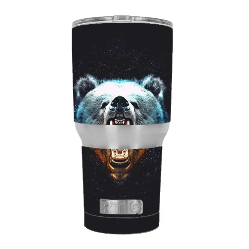 Skin Decal for RTIC 30 oz Tumbler Cup (6-piece kit) / growling Bear head