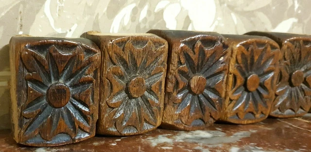 6 Rosette wood carving corbel bracket Antique french oak architectural salvage