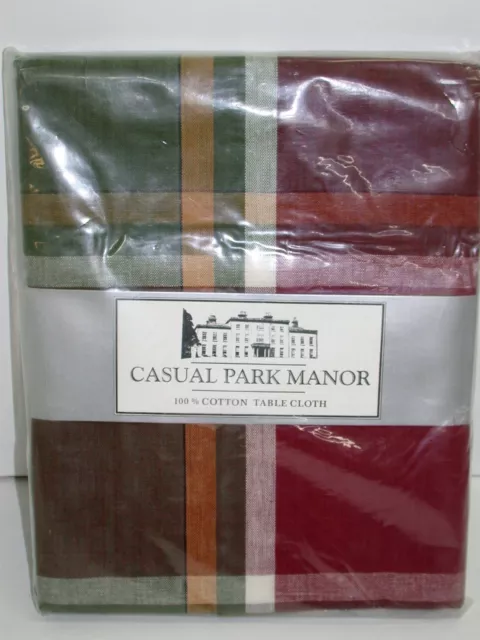 Casual Park Manor Tablecloth ~ Saranac Plaid ~ 60" x 84 Oval **NEW**