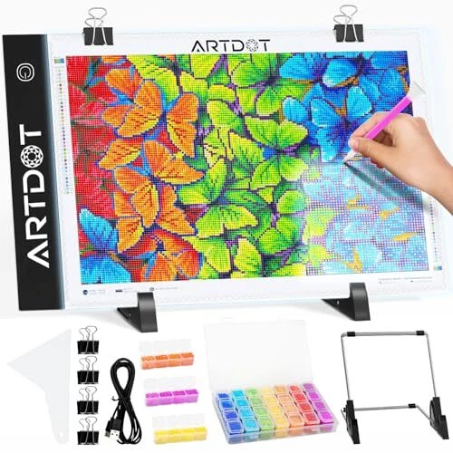 ARTDOT Tablette Lumineuse A4 Pour Broderie Diamant Luminosité Réglable Table ...