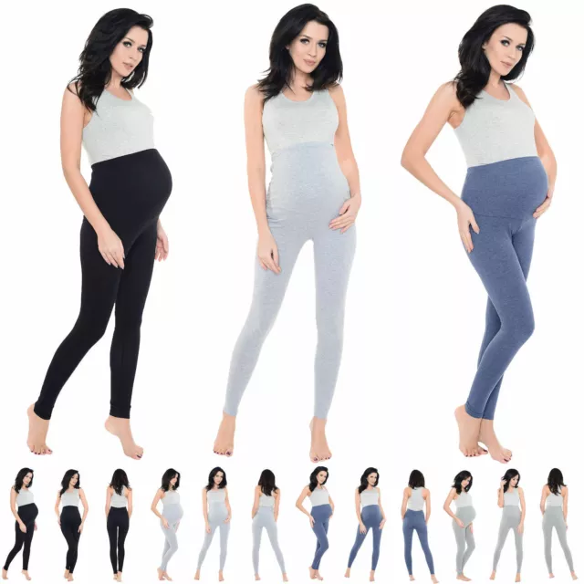 Damen Umstands-Leggings über Beule dehnbar verstellbar volle knöchellange