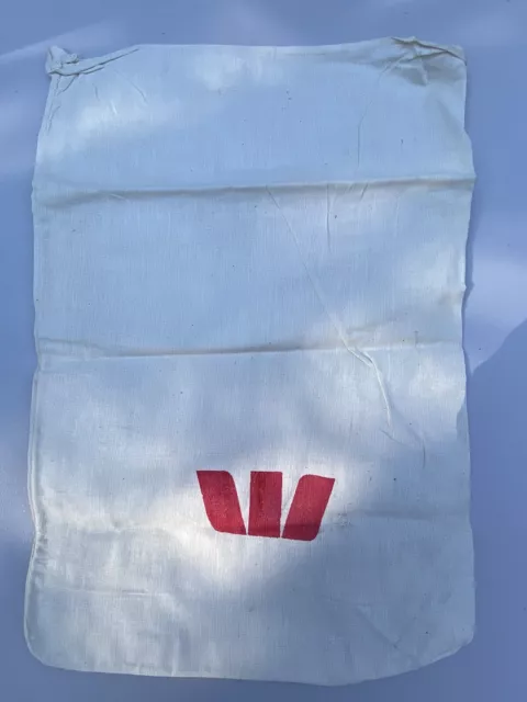 Vintage Westpac Bank Cloth Cash Money Bag Linen Calico (3) Unused Old Stock