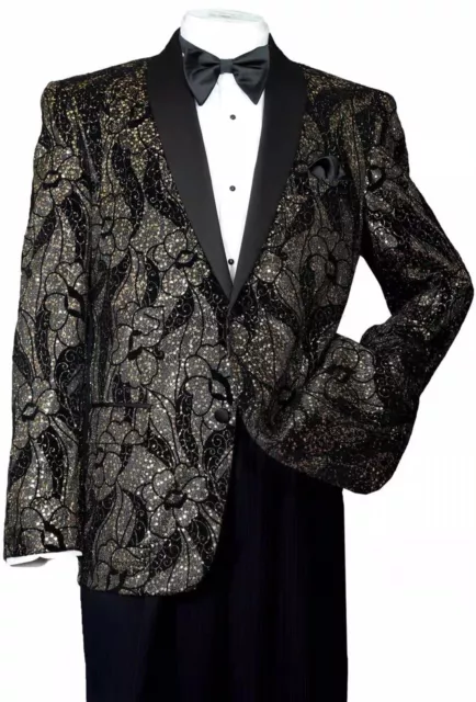 Men's Formal Tuxedo Blazer/Jacket Metallic Sequin Shawl Collar Jacket for Party