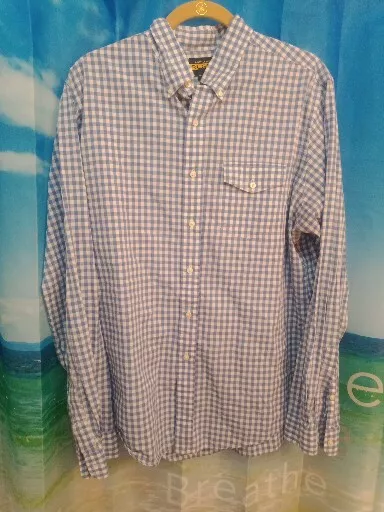 Ralph Lauren Rugby Dress Shirt Mens XL Long Sleeve Blue White Check Vintage B13