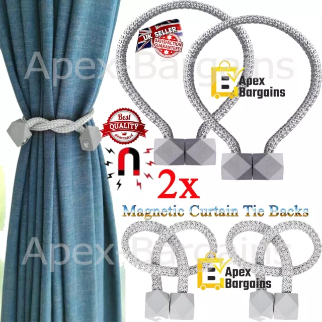 1x Pair Magnetic Curtain Tie Backs Buckle Clips Holdbacks Curtain Tie Fixed Rope