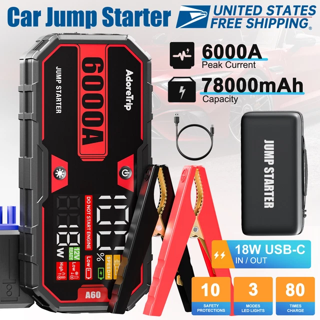 ADORETRIP 6000A CAR Jump Box 12v Battery Jumper Car Starter Booster Heavy Duty EUR 125,04
