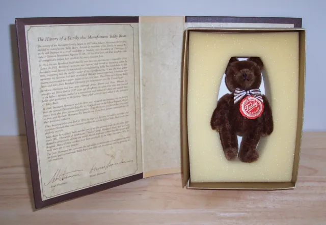 Vintage Teddy Bear Hermann  Miniature Germany c 1980's in Book Box