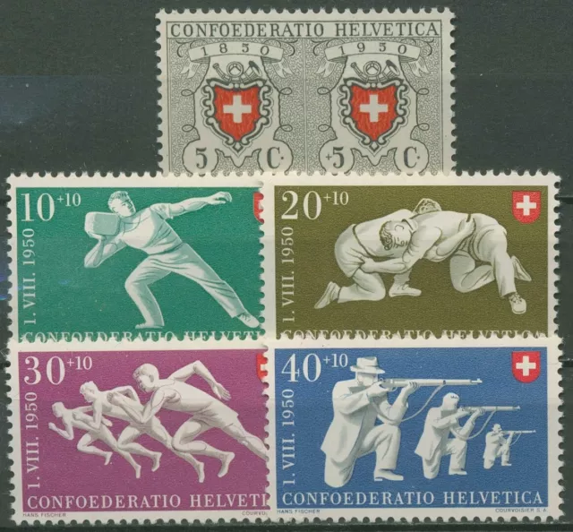 Schweiz 1950 Pro Patria Rayon-Briefmarken Sport 545/49 postfrisch