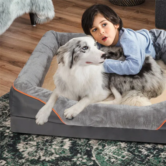 Orthopedic Faux Fleece Sofa-Style Couch Pet Dog Bed for Dogs Cats Medium Jumbo 9