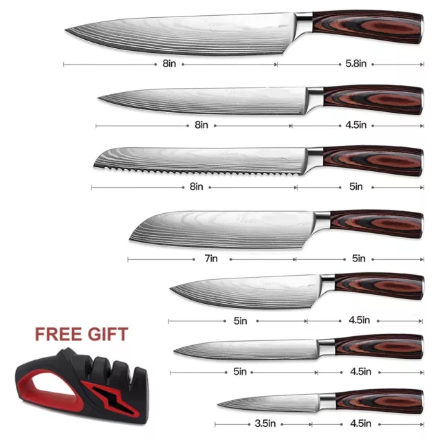 Gift Holiday 7-Piece Professional High Carbon Steel Knife Set with Knife Sharpen
