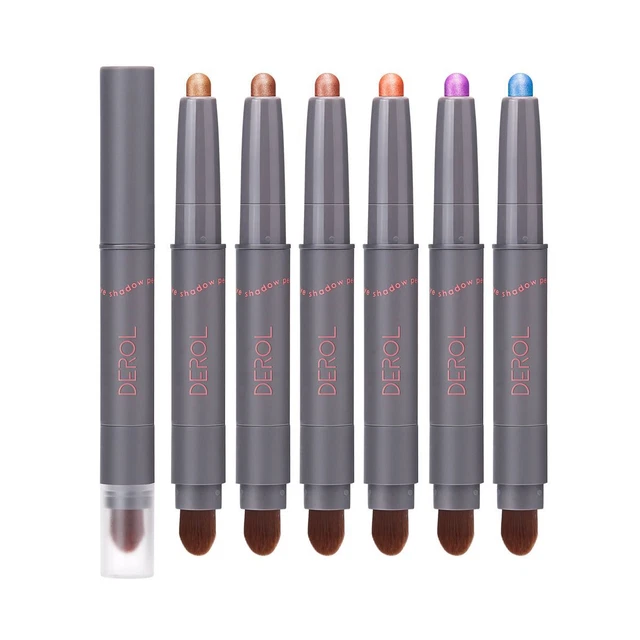 Schimmer Rosa blaue Creme Matte Lidschatten-Stick Bunt Mit Bürste Doppelkopf
